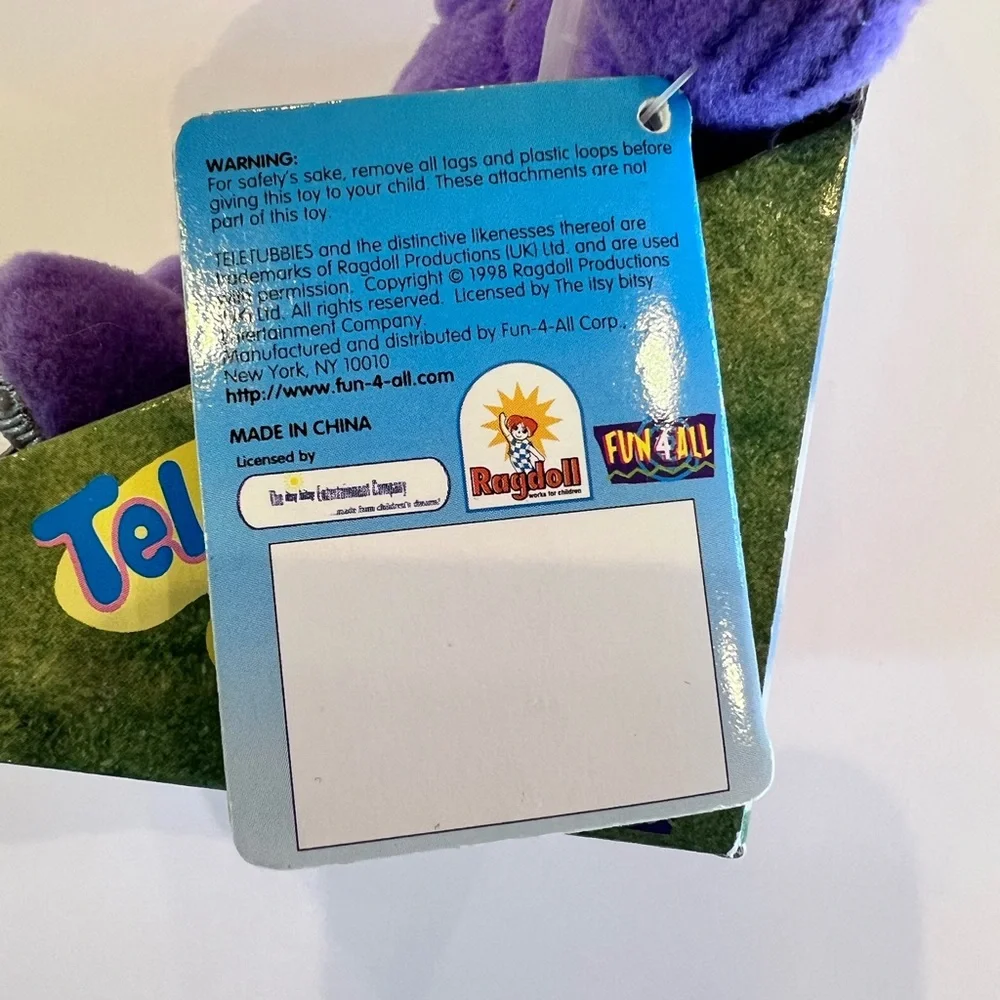 Tinky Winky Purple Teletubbies clip on vintage collectible original packaging